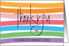 Hand Lettered Thank You to Wonderful Friend Bright Rainbow Stripes card