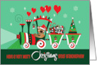 Hand Lettered Christmas Great Grandnephew Train with Bear Conductor card