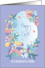 Hand Lettered Easter for Wonderful Friend Large Floral Decorated Egg card