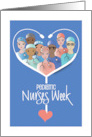 Hand Lettered Pediatric Nurses Week with Nurses in White Stethoscope card