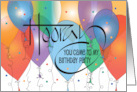Hand Lettered Hooray Balloons Thanks for Coming to My Birthday Party card