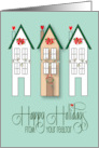 Hand Lettered Christmas from Realtor Trio of Houses Holiday Decoration card