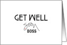 Hand Lettered Get Well Soon for Boss with Small Red Dot in Lettering Blank Inside card