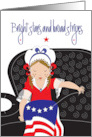 Hand Lettered Bright Stars and Broad Stripes Betsy Ross Sewing Flag card
