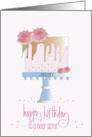 Hand Lettered Birthday Sister January Monthly Flower Carnation Cake card