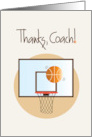 Hand Lettered Thanks Coach for Basketball Coach with Basketball card