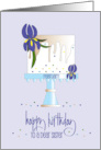 Hand Lettered Birthday for Sister February Monthly Flower Iris Cake card