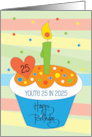 Hand Lettered Beddian Birthday 25 in 2025 Decorated Bright Cupcake card