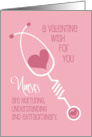 Hand Lettered Valentine’s Day for Nurse White Stethoscope with Heart card