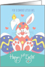 Hand Lettered First Easter Girl White Bunny in Pink Eggshell and Heart card