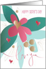 Hand Lettered Sister’s Day Love You Pink Flower and Hearts card