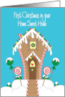 Hand Lettered First Christmas in Your New Home Gingerbread House card