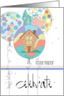 Hand Lettered Birthday for Realtor Celebrate Balloon Trio with House card
