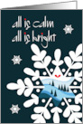 Hand Lettered All is Calm All is Bright Large Snowflake Winter Scenery card