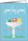 Hand Lettered Spring Has Sprung Spring Fever Three Birds in Bird Bath card