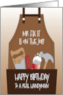 Birthday for Handyman with Brown Mr Fix It Apron with Saw and Hammer card