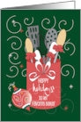 Hand Lettered Christmas to Favorite Baker Baking Utensils and Ornament card