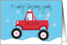 Hand Lettered Red Delivery Truck Christmas Load of Christmas Goodies card