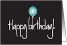 Hand Lettered Happy Birthday Bright Polka Dot Balloon Over Letters card