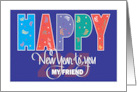 Hand Lettered New Years 2025 for Friend with Large Decorated Letters card