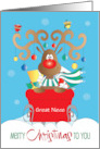 Hand Lettered Christmas Reindeer in Red Sleigh Custom Relationship card