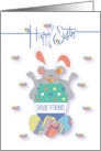 Hand Lettered Easter for Friend Mouse in Bunny Ears on Easter Egg card