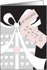 Hand Lettered Bridesmaid Gift for You White Bow Pink Tags and Heart card