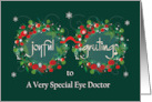 Hand Lettered Christmas Joyful Greetings Optometrist Wreath Glasses card