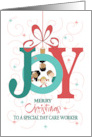 Hand Lettered Christmas for Day Care Worker Kids in JOY Ornament card