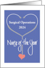 Hand Lettered Nurse of the Year Stethoscope Custom Year and Department card