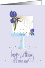 Hand Lettered Birthday Mother February Monthly Flower Cake with Iris card