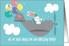Kid’s Airplane Birthday Party Invitations Up Up and Away with Bunny card