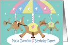 Kid’s Carnival Carousel Birthday Party Invitation with Horses on Poles card