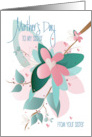 Hand Lettered Mother’s Day to Sister From Sister Diagonal Pink Flower card