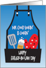 Father in Law Day Cooking Apron Pocket with Spatula Beer and Glove card