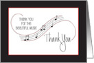 Hand Lettered Thank You for the Beautiful Music with Notes and Staff card