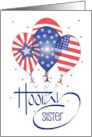 Hand Lettered Hooray Fourth of July Patriotic Balloons for Sister card