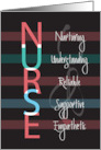Hand Lettered Nurses Day Large Letters with Nurse Characteristics card