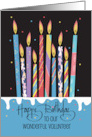 Hand Lettered Birthday to Volunteer Decorated Candles on Frosted Cake card