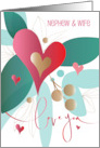 Hand Lettered Valentine for Nephew and Wife Love You Large Red Heart card