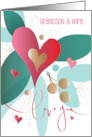 Hand Lettered Valentine for Grandson and Wife Love You Large Red Heart card
