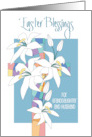Hand Lettered Easter Granddaughter and Husband Cross and Lilies card