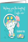 Hand Lettered Easter For Both of You Tall White Egg Basket with Birds card