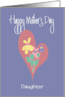 Hand Lettered Mother’s Day Floral Pink Heart with Custom Relationship card