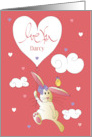 Hand Lettered Love You Valentine with Bunny and Balloon Custom Name card