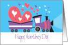 Hand Lettered Valentine for Kids Lavender Train Pulling Big Pink Heart card