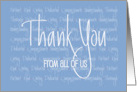 Hand Lettered Doctors’ Day Thank You From All of Us Characteristics card