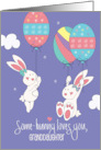 Hand Lettered Easter Granddaughter Two Bunnies and Egg Balloons card