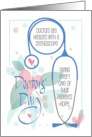 Hand Lettered Doctors’ Day Female Doctor Long Stethoscope and Heart card