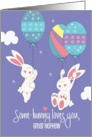 Hand Lettered Easter for Great Nephew Two Bunnies with Egg Balloons card